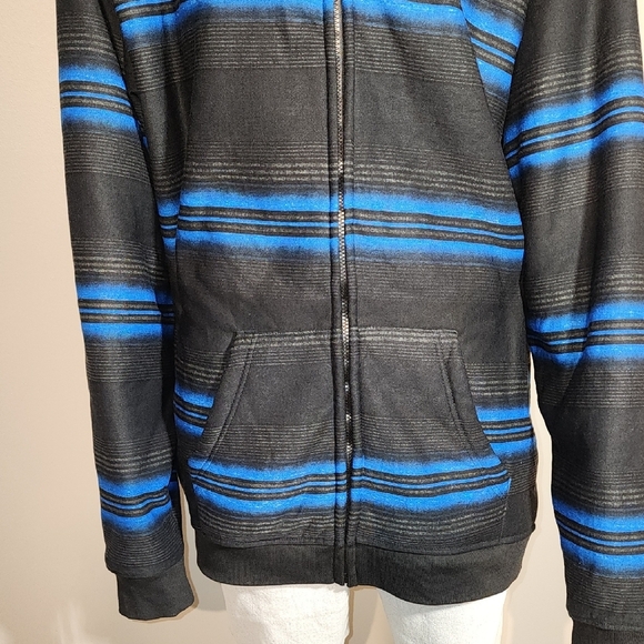 Men's Black and Blue Striped Zip-Up Sweater - Picture 4 of 8